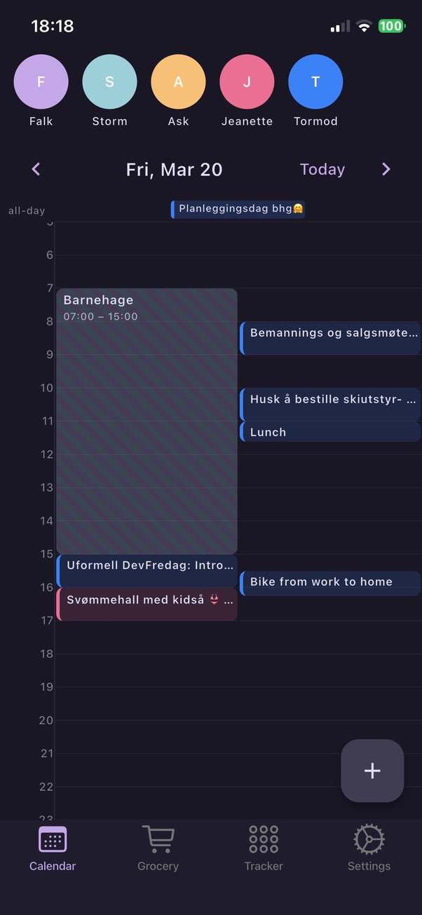Familendar calendar on phone
